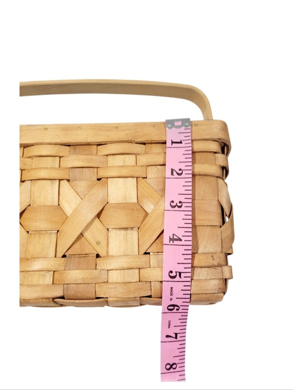 Vintage Woven Wood Divided Basket Caddy Organizer Carry Handle Farmhouse Storage - Picture 3 of 11